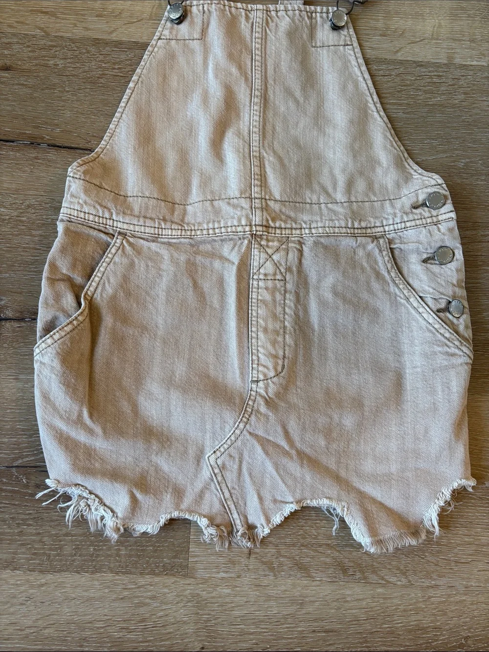 Free People Tan Denim Overall Dress